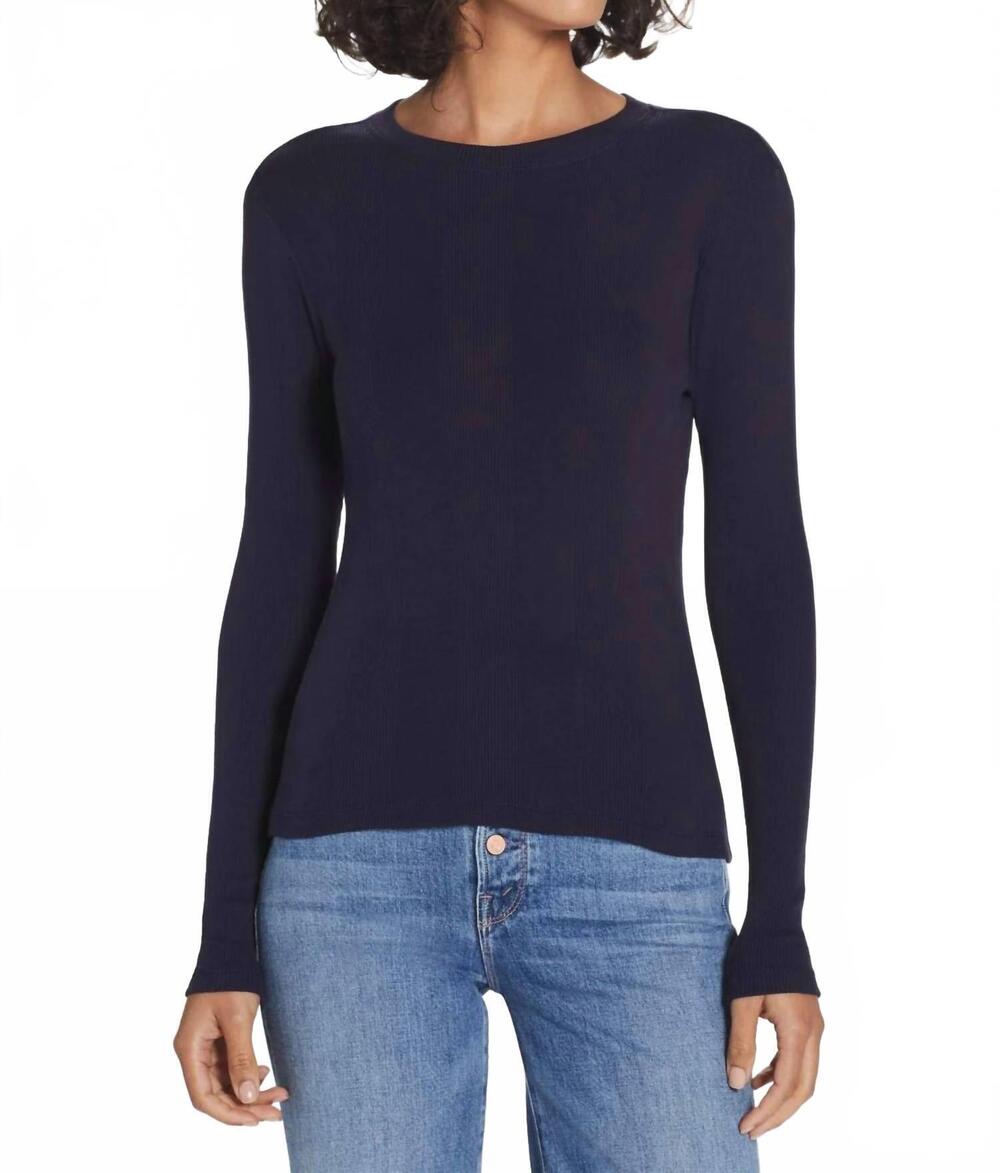 NEW GOLDIE long sleeve varied rib tee in navy